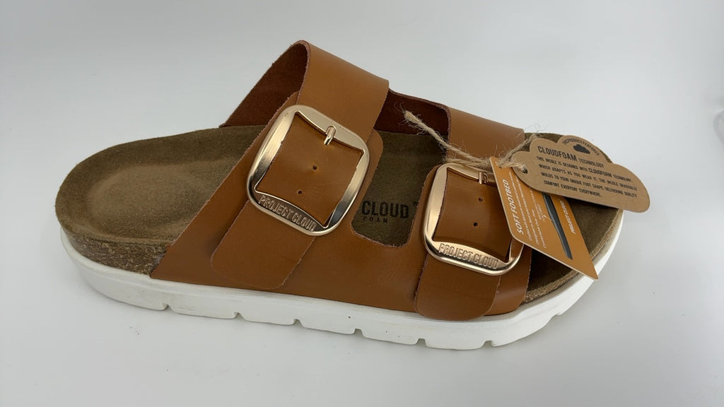Project Cloud Genuine Leather Platform Sandals Women Footwear - Wedge Chunky Sandals Womens sandals with Memory Foam Insole and Cork Footbed (GREECECHUNKY,TAN, 10) - Image 2
