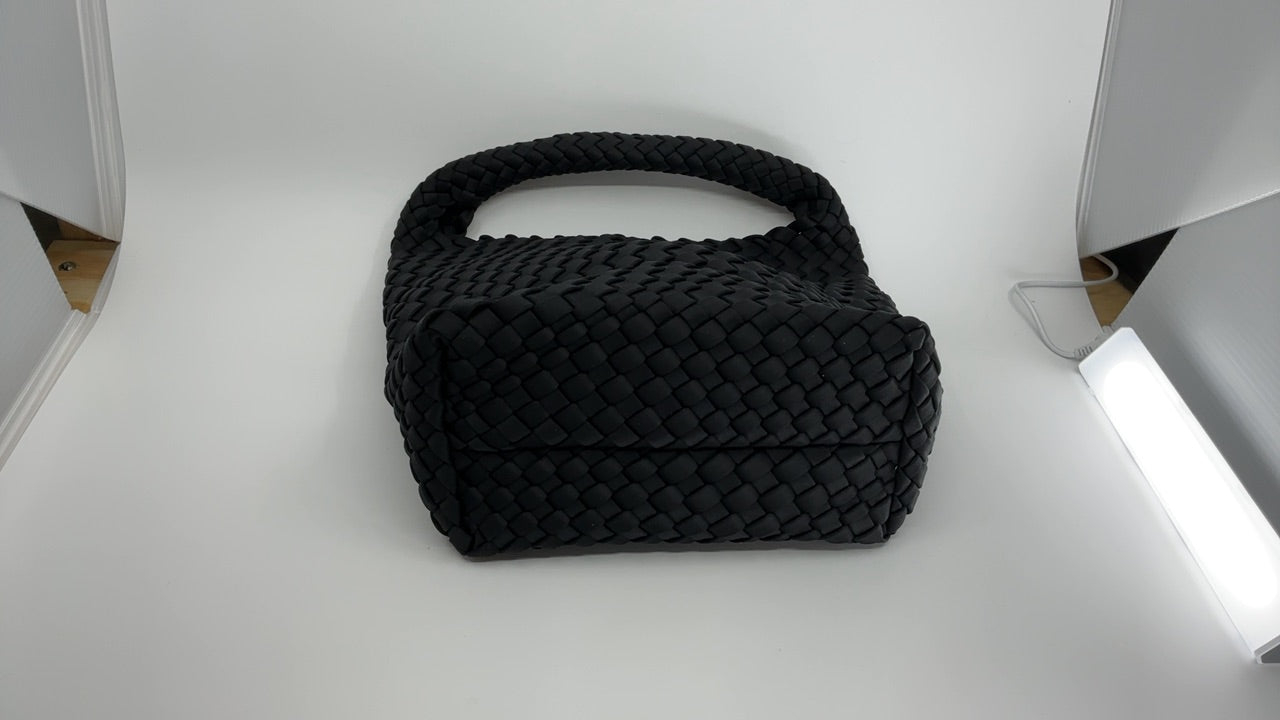 OUYGZOU Fashion Tote Satchel Ladies Woven Hobo Handbags Adjustable Shoulder Bucket Bag Top-handle with Purse for Women (Black) - Image 3