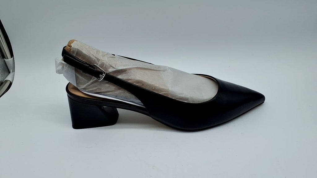 Franco Sarto Womens Racer Slingback Low Block Heel Pointed Toe Pump, Black, 9.5 Wide - Image 1