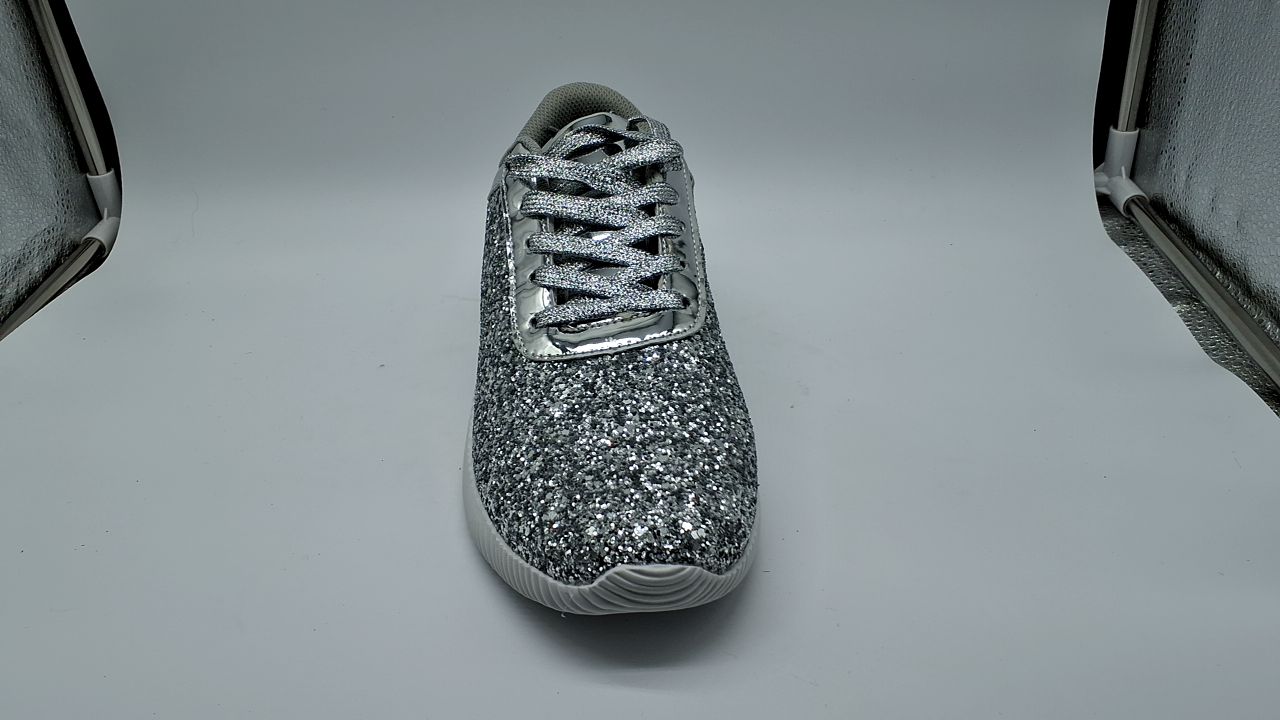 BELOS Women's Glitter Shoes Sparkly Lightweight Metallic Sequins Tennis Shoes(11B(M) US, Silver) - Image 3