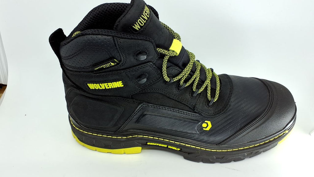 Wolverine Men's Overpass 6" Mid Composite Toe Waterproof Work Boot Construction, Black/Lime, 13 X-Wide - Image 1
