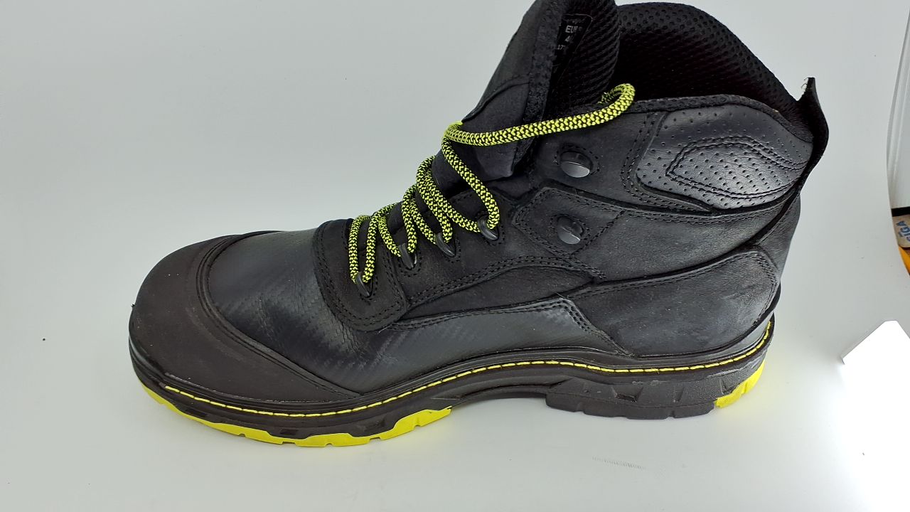 Wolverine Men's Overpass 6" Mid Composite Toe Waterproof Work Boot Construction, Black/Lime, 13 X-Wide - Image 2