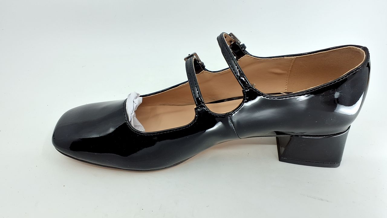 CUSHIONAIRE Twiggy Mary Jane Chunky Heels for Women | Vegan Patent Leather Closed Toe with Double Strap | Comfortable Dress Shoes for Women | Memory Foam | Black 8.5W - Image 2