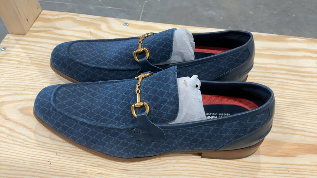 Stacy Adams Men's Brinkley Moc Toe Slip On Loafer, Navy, 12 - Image 1