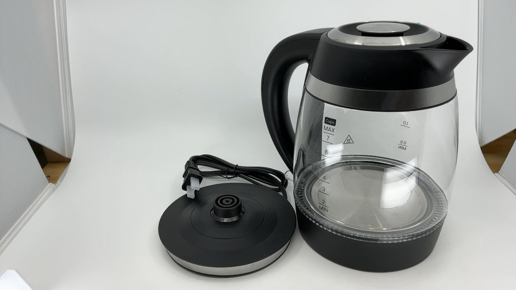 Chefman Electric Kettle, 1.8L 1500W, Hot Water Boiler, Removable Lid for Easy Cleaning, Auto Shut Off, Boil-Dry Protection, Stainless Steel Filter, BPA Free, Borosilicate Glass Electric Tea Kettle - Image 8