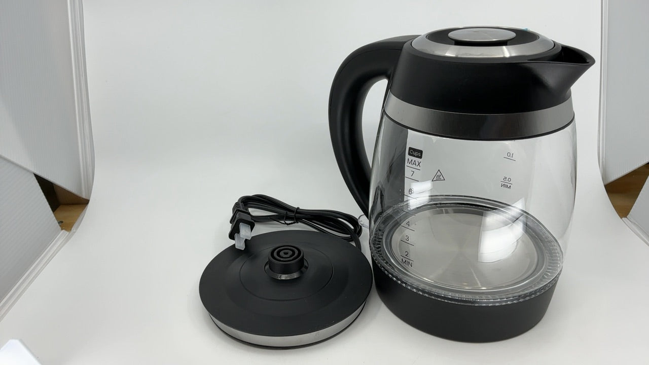 Chefman Electric Kettle, 1.8L 1500W, Hot Water Boiler, Removable Lid for Easy Cleaning, Auto Shut Off, Boil-Dry Protection, Stainless Steel Filter, BPA Free, Borosilicate Glass Electric Tea Kettle - Image 8