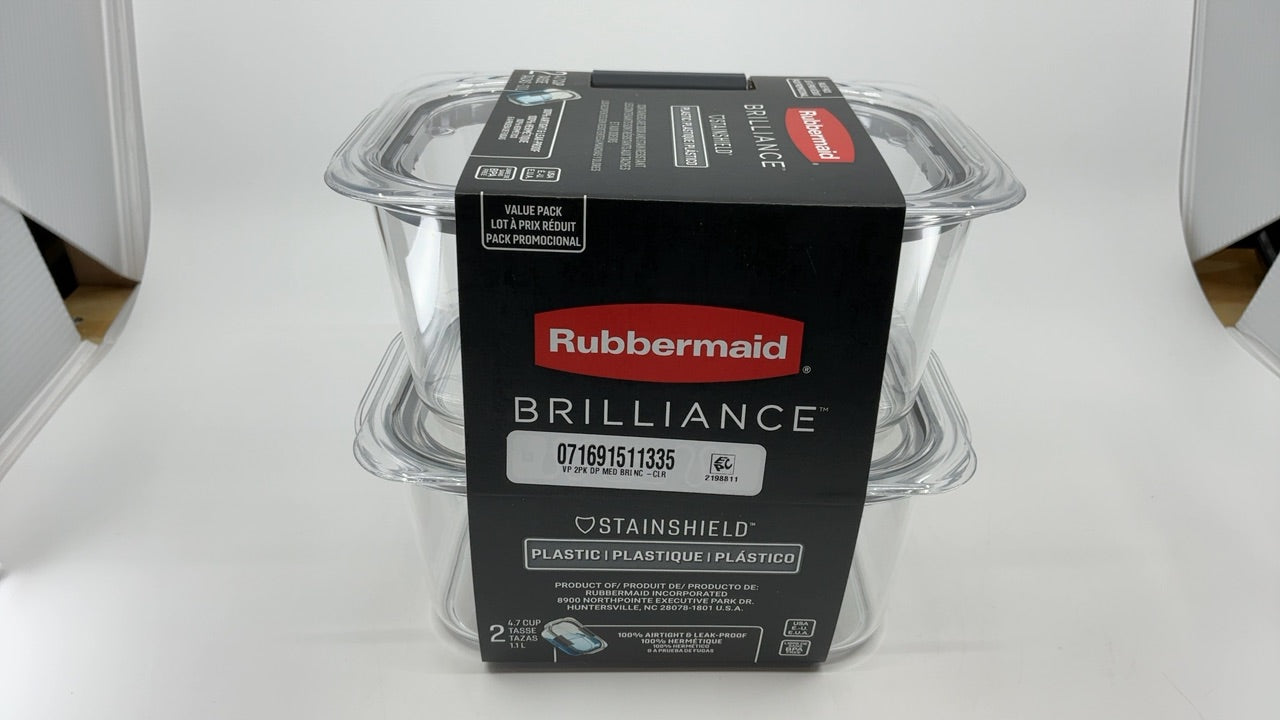 Rubbermaid Brilliance BPA-Free Food Storage Containers, Medium Deep, 4.7 Cup, 2-Pack, Airtight & Leak-Proof, Microwave & Dishwasher Safe - Image 3
