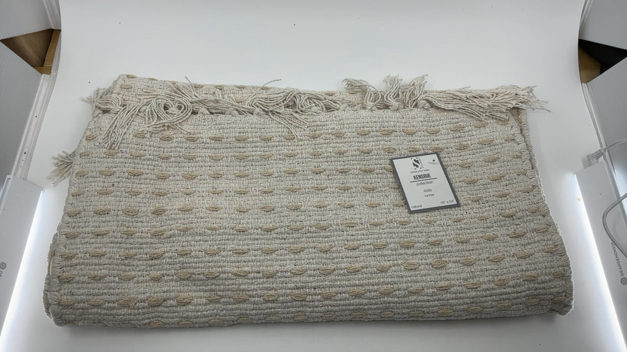 SARO LIFESTYLE Dashed Woven Table Runner, 16"x54", Natural - Image 4