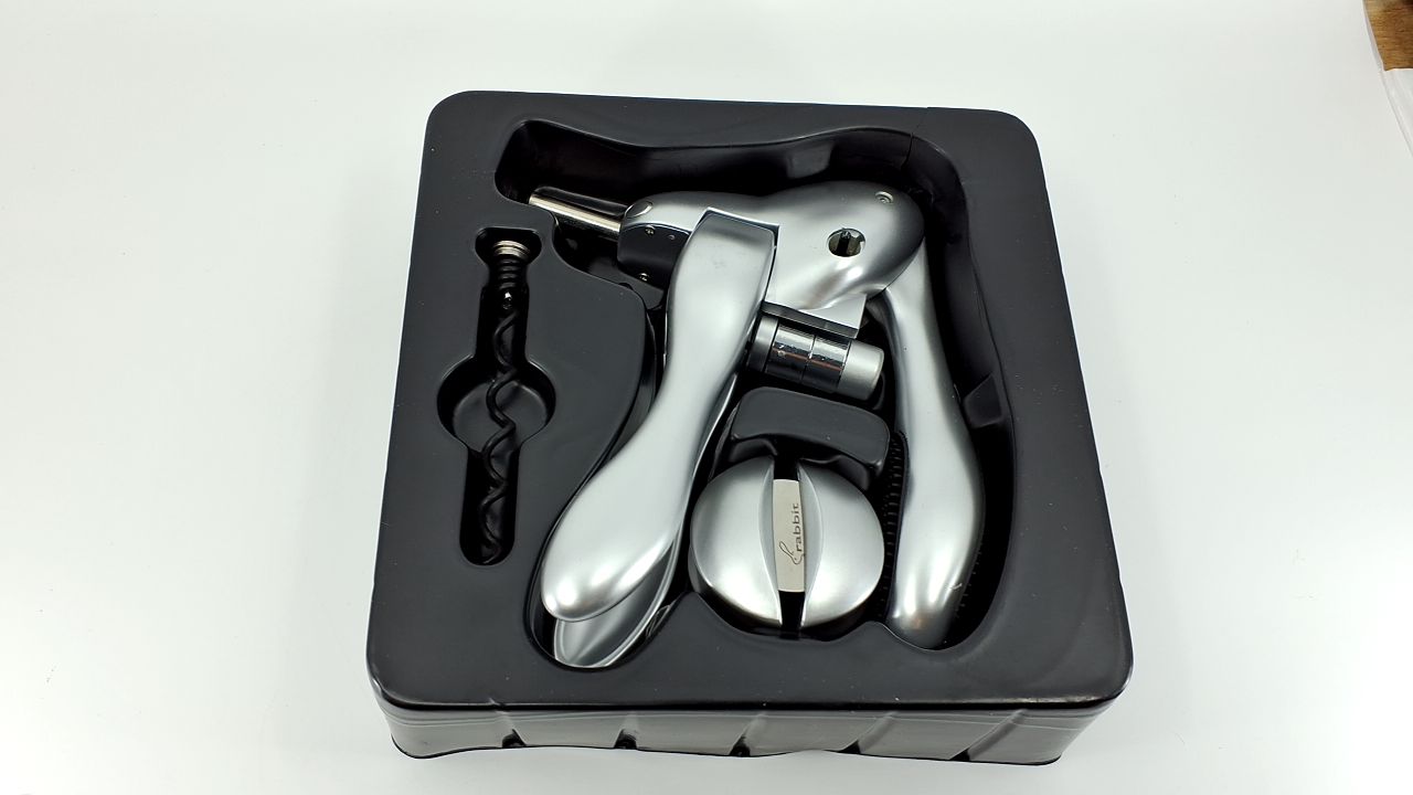 Rabbit Original Lever Corkscrew Wine Opener with Foil Cutter and Extra Spiral (Silver) - Image 7