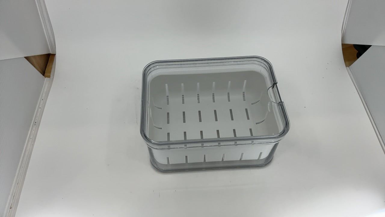 iDesign Small Fridge Berry Bin with Removable Colander Basket and Lid - Set of 2 - Clear/White - Image 6