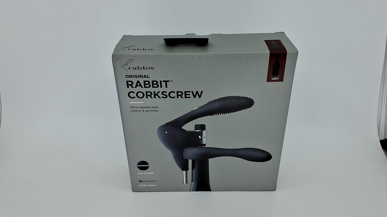 Rabbit W6004N Original Lever Corkscrew Wine Opener with Foil Cutter and Extra Spiral, Black Finish, Smooth Lever Action for Effortless Cork Removal - Image 3