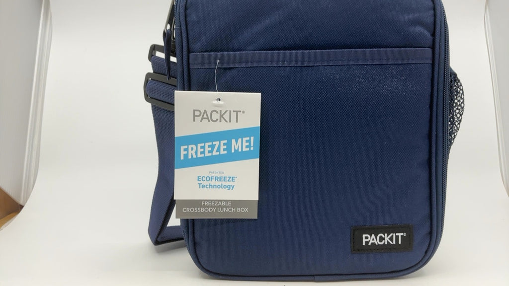 PackIt Freezable Crossbody Lunch Box, Midnight Navy, Built with ECOFREEZE Technology, Fully Freezable, Collapsible, Reusable, With Top Handle, Front Slip Pocket. Effortlessly Carry, Fresh Every Time - Image 2