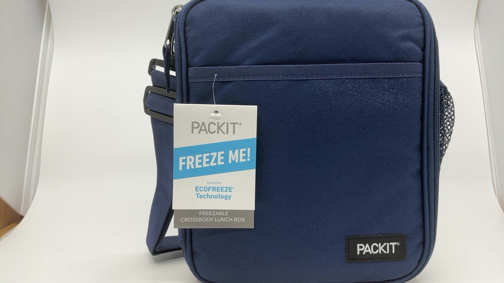 PackIt Freezable Crossbody Lunch Box, Midnight Navy, Built with ECOFREEZE Technology, Fully Freezable, Collapsible, Reusable, With Top Handle, Front Slip Pocket. Effortlessly Carry, Fresh Every Time - Image 3