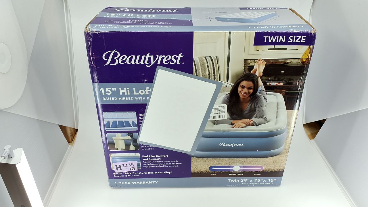 Beautyrest Hi-Loft Twin Size Air Mattress with Vertical Beam Construction, Edge Support, External Pump and Puncture Resistant Vinyl for Guests and Camping - Image 4
