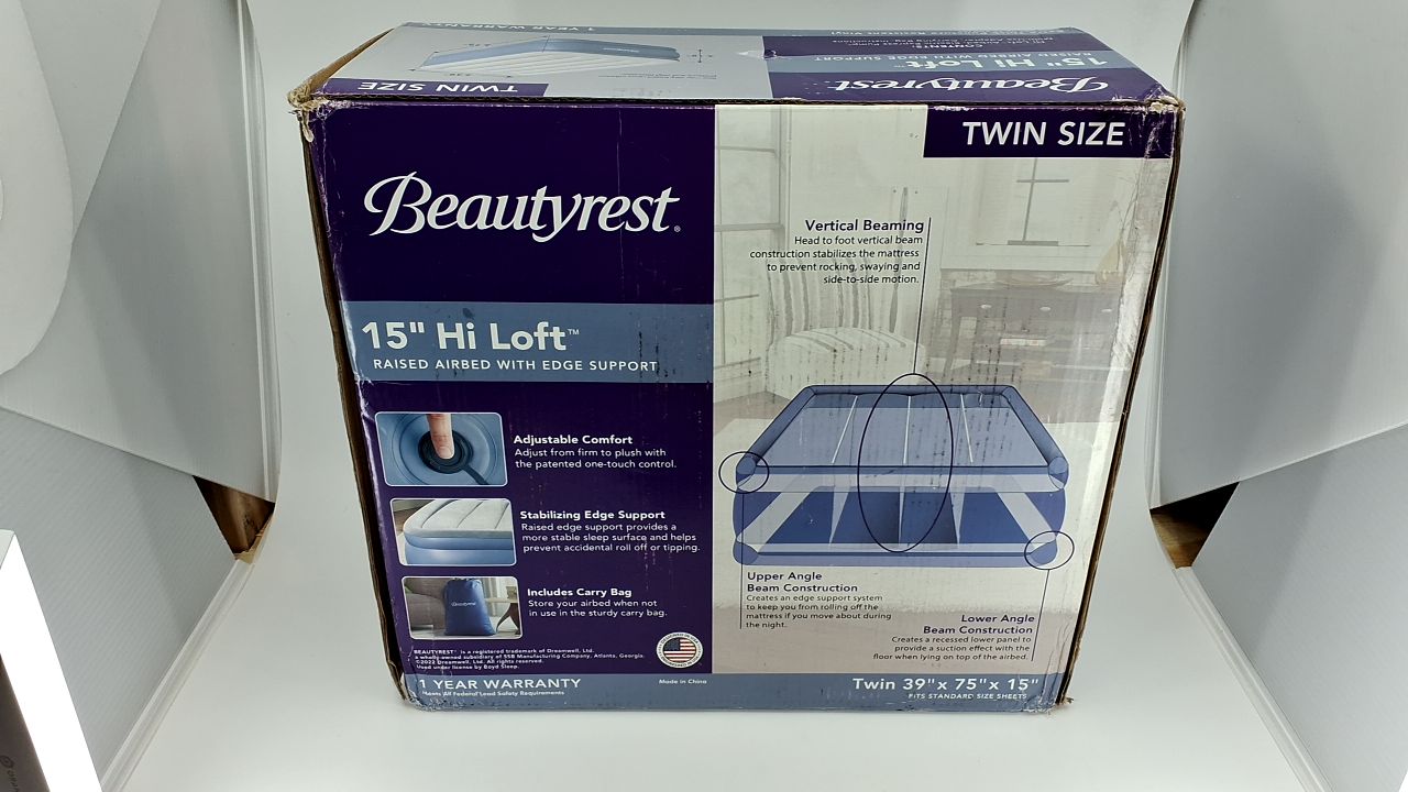 Beautyrest Hi-Loft Twin Size Air Mattress with Vertical Beam Construction, Edge Support, External Pump and Puncture Resistant Vinyl for Guests and Camping - Image 5