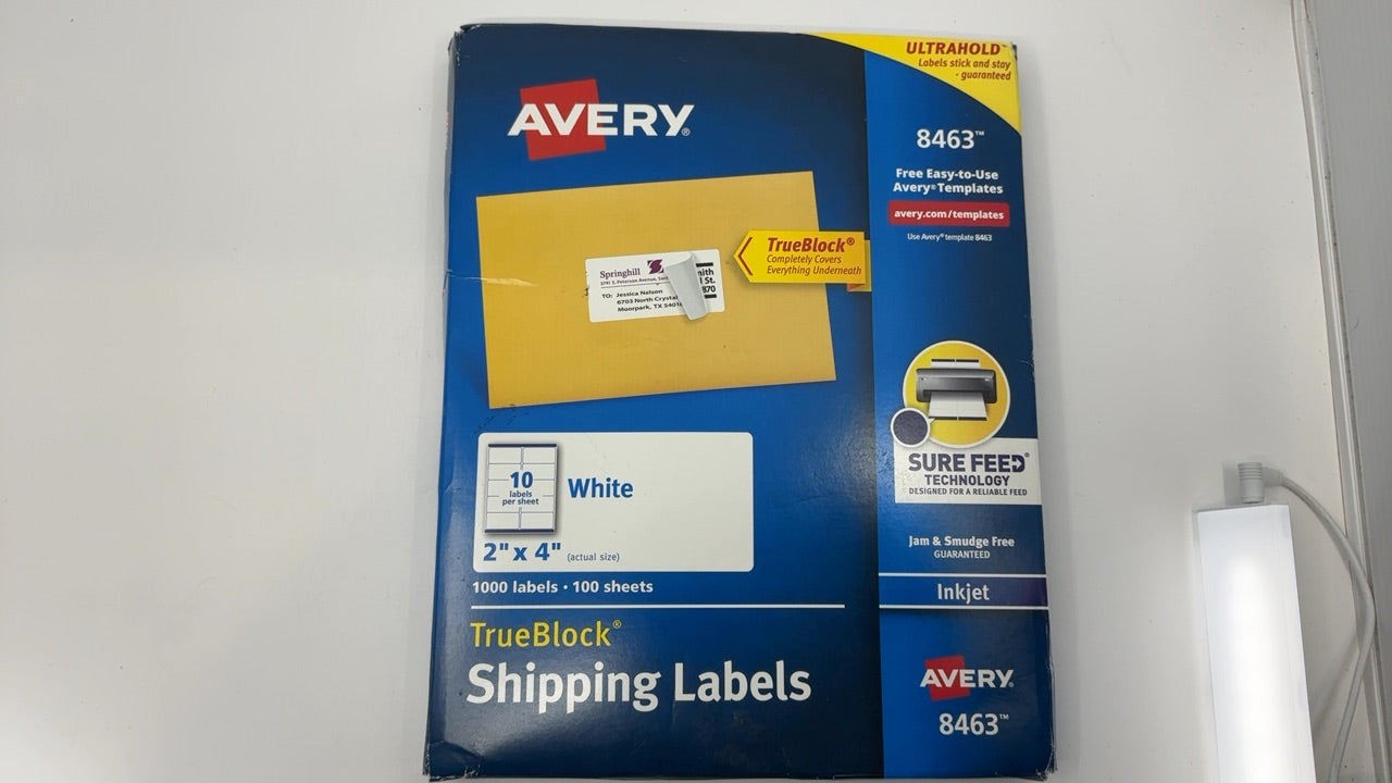 Avery Printable Shipping Labels with Sure Feed, 2" x 4" Customizable Stickers, White, 1,000 Blank Mailing Labels, Great for Mailing, Shipping, and More (8463) - Image 7