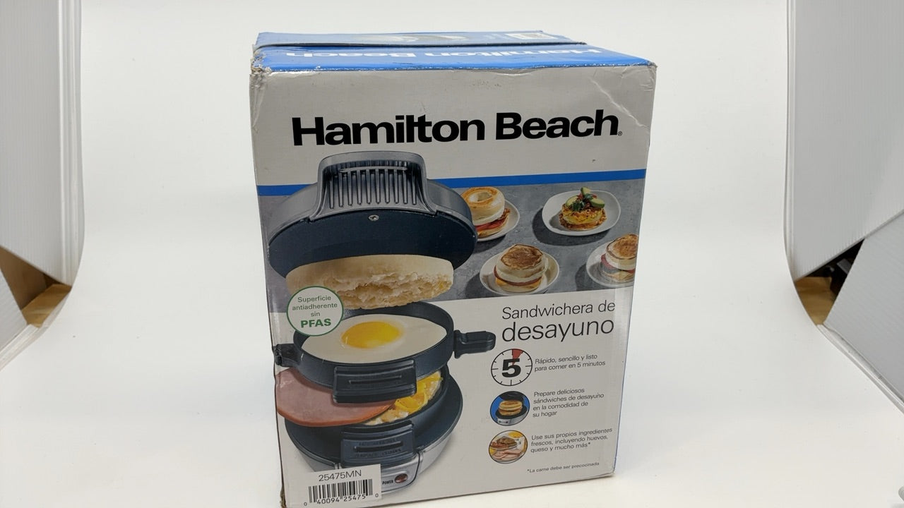 Hamilton Beach Breakfast Sandwich Maker with Egg Cooker Ring, Customize Ingredients, Perfect for English Muffins, Croissants, Mini Waffles, Perfect White Elephant Gifts, Silver (25475) - Image 7