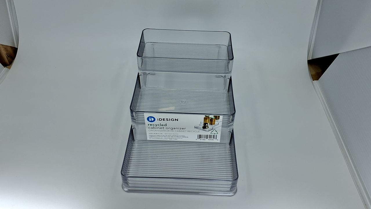 iDesign Recycled Plastic 3-Tier Stadium Spice Rack Organizer for Kitchen, Fridge, Freezer, Pantry and Cabinet Organization, The Linus Collection – 6.25" x 4" x 1.25", Clear - Image 3