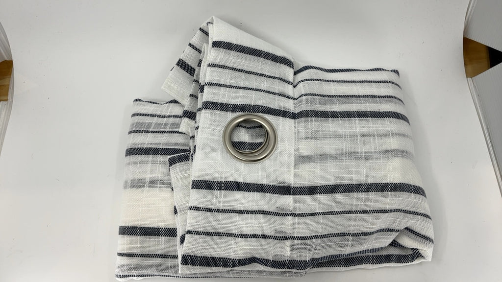 Rustic Blue Striped Window Curtains, 42"W x 63"L, 2 Panels, Grommet