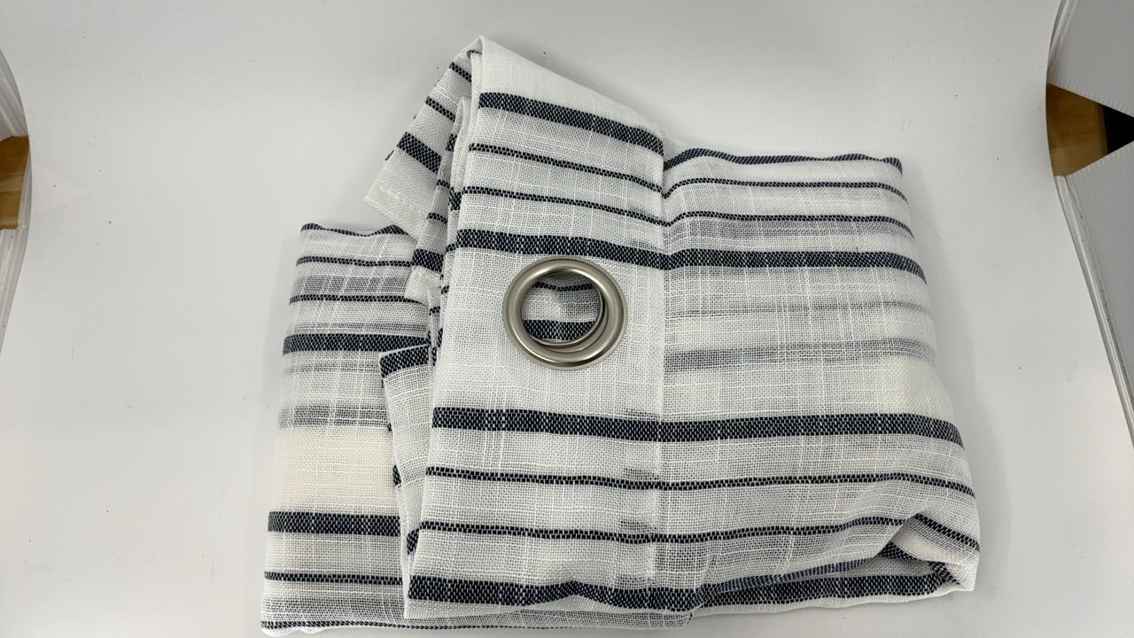 Rustic Blue Striped Window Curtains, 42"W x 63"L, 2 Panels, Grommet