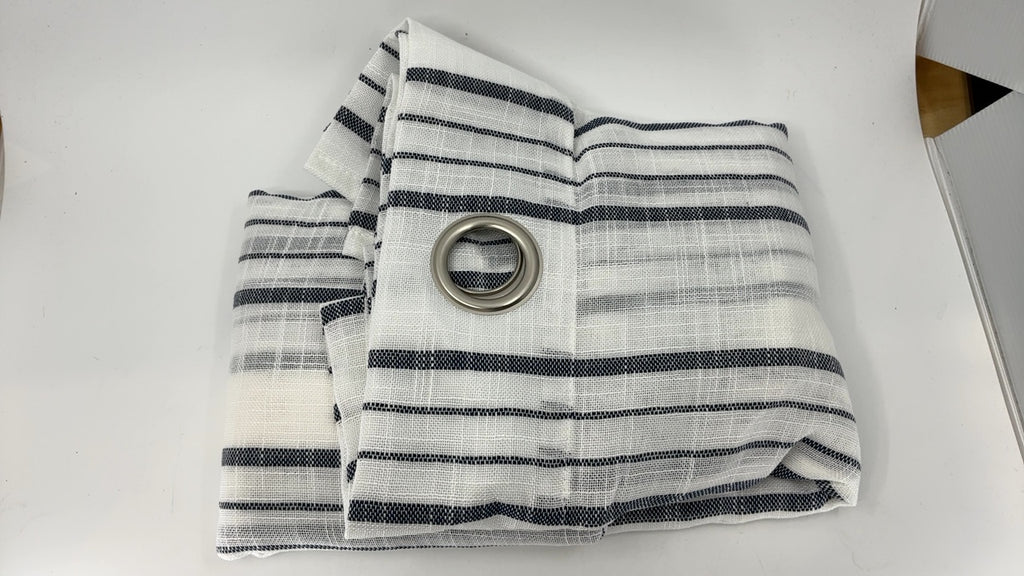 Rustic Blue Striped Window Curtains, 42"W x 63"L, 2 Panels, Grommet