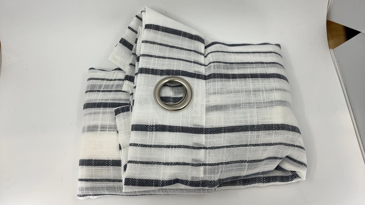 Rustic Blue Striped Window Curtains, 42"W x 63"L, 2 Panels, Grommet