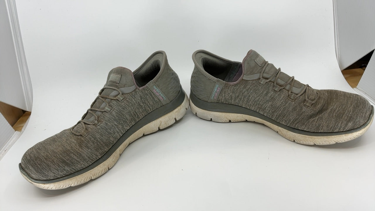 Skechers Women's Summits Hands-Free Slip-Ins – Memory Foam Insole, Heel Pillow, Vegan Materials Sneaker, Grey Mint, 8.5 Wide - Image 2