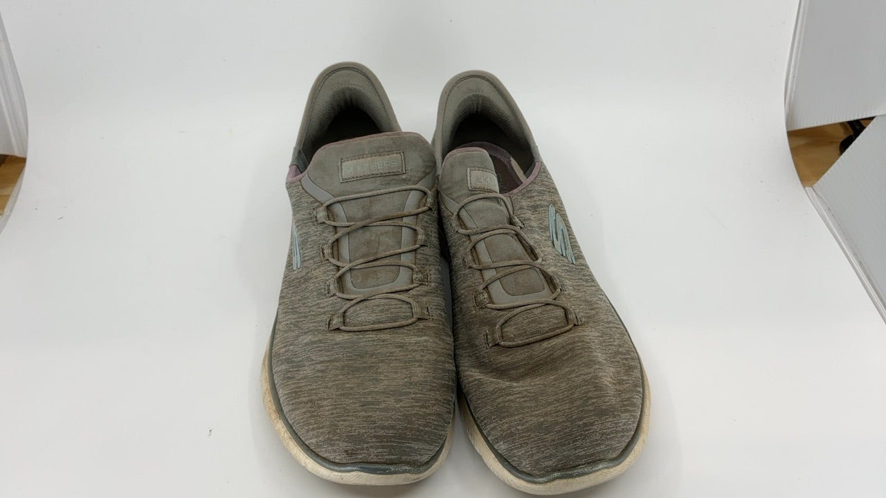 Skechers Women's Summits Hands-Free Slip-Ins – Memory Foam Insole, Heel Pillow, Vegan Materials Sneaker, Grey Mint, 8.5 Wide - Image 4