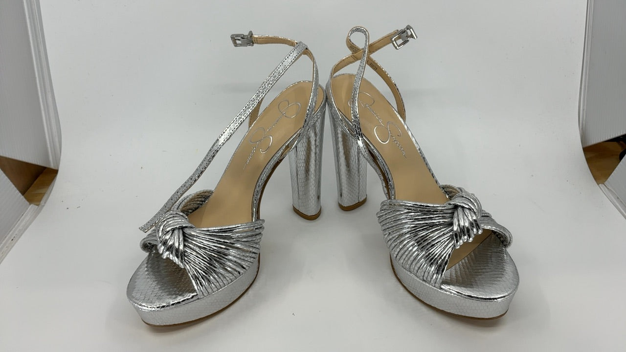 Jessica Simpson Women's Immie Platform Sandal Heeled, Silver, 8 - Image 2