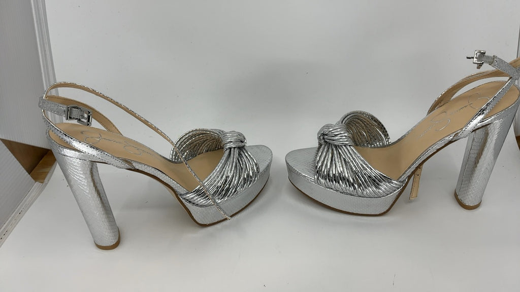 Jessica Simpson Women's Immie Platform Sandal Heeled, Silver, 8 - Image 3
