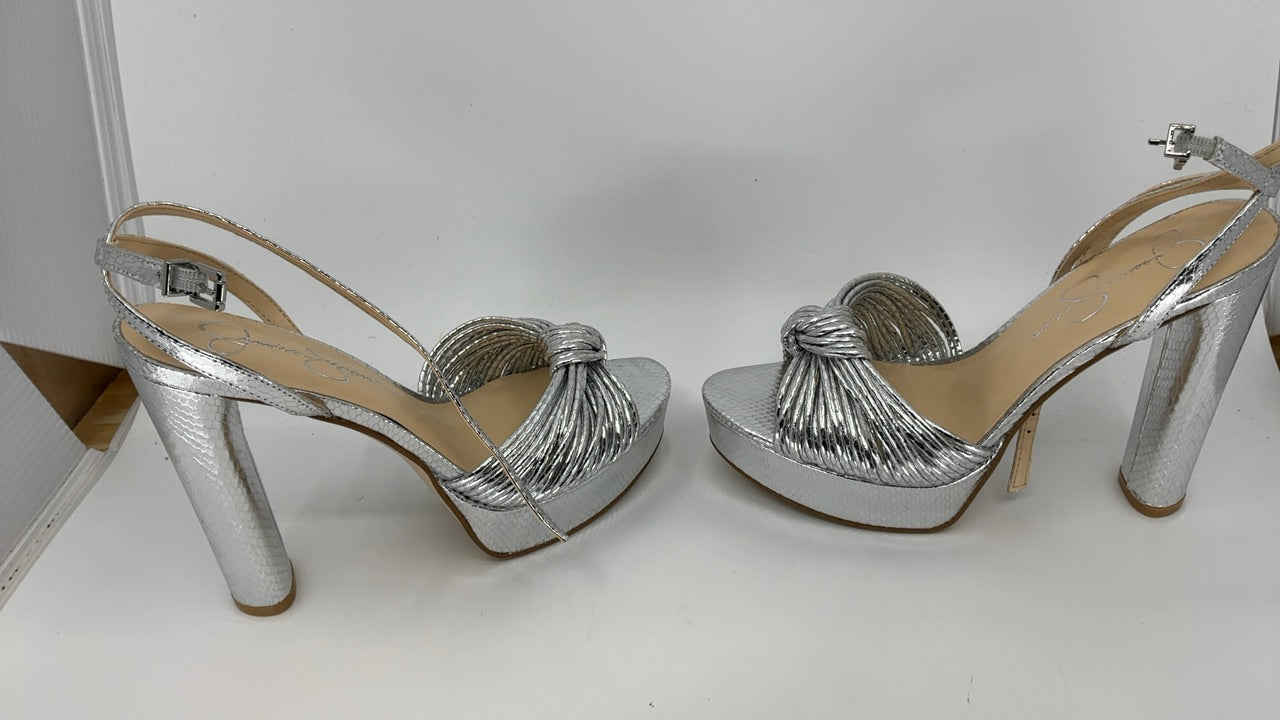 Jessica Simpson Women's Immie Platform Sandal Heeled, Silver, 8 - Image 3