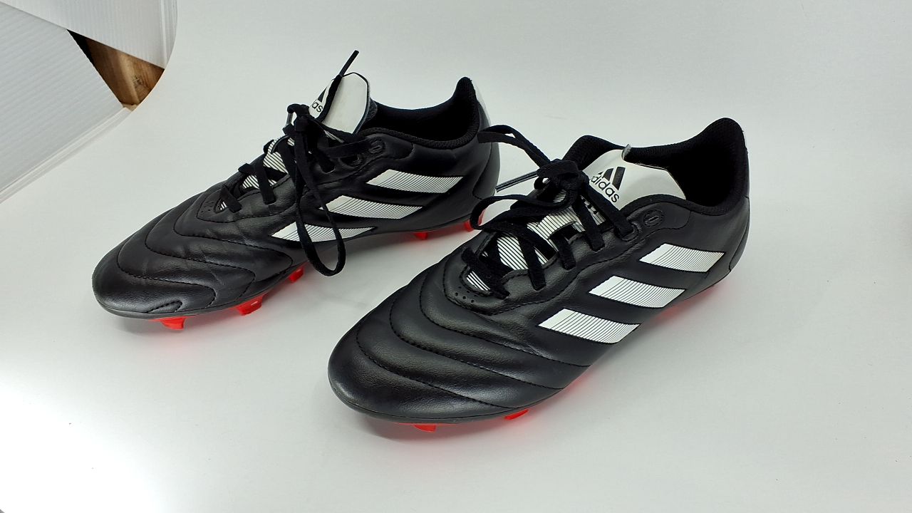 adidas Unisex Goletto Firm Ground Soccer Shoe, Core Black/White/Red, 6 US Men