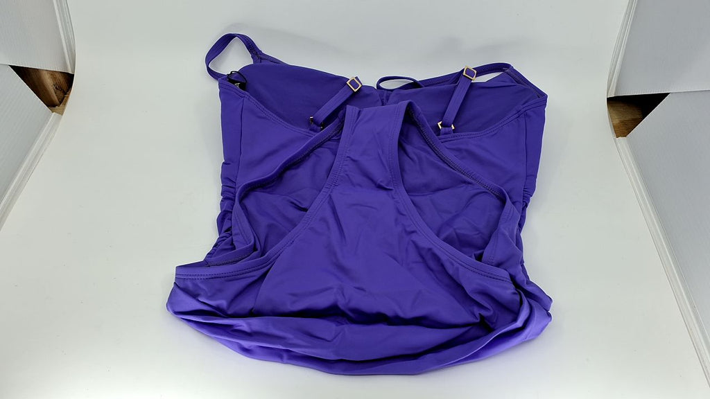 La Blanca One Piece Swimsuit Island Goddess Shirred Side Women's Bathing Suit, Ultraviolet, 10 - Image 4