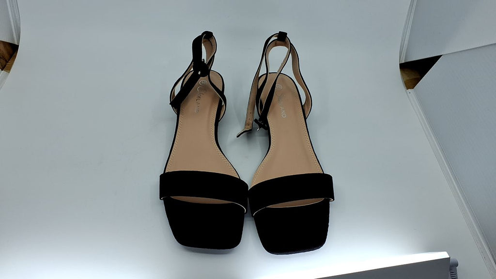 Shoe Land Women's Low Heels Dressy Sandals for 2025-1 Inch Chunky Block Short Heels | Square Open Toe with Adjustable Ankle Strap | Wedding & Party Heeled Sandals, 1901Black, Size 10.0, SL-Melinda - Image 4