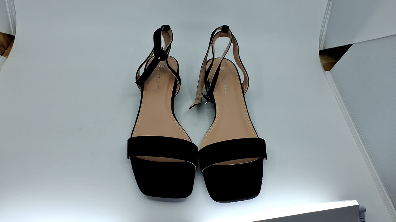 Shoe Land Women's Low Heels Dressy Sandals for 2025-1 Inch Chunky Block Short Heels | Square Open Toe with Adjustable Ankle Strap | Wedding & Party Heeled Sandals, 1901Black, Size 10.0, SL-Melinda - Image 4