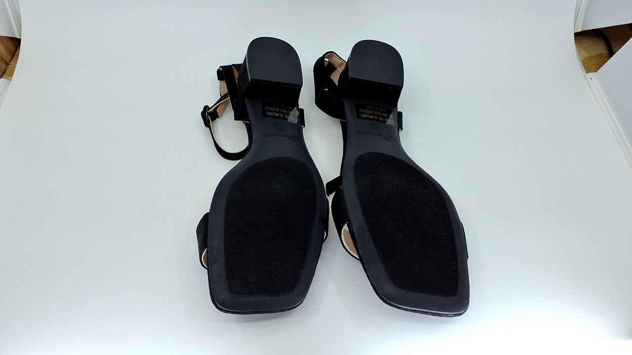 Shoe Land Women's Low Heels Dressy Sandals for 2025-1 Inch Chunky Block Short Heels | Square Open Toe with Adjustable Ankle Strap | Wedding & Party Heeled Sandals, 1901Black, Size 10.0, SL-Melinda - Image 5