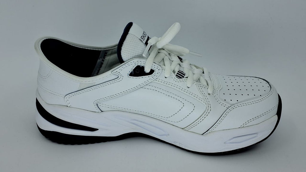Skechers Men's Durham Hands Free Slip-in Sneaker,White/Navy,8.5 Extra Wide - Image 2
