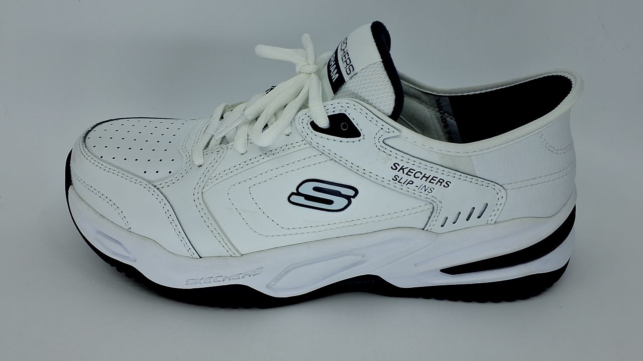 Skechers Men's Durham Hands Free Slip-in Sneaker,White/Navy,8.5 Extra Wide - Image 3