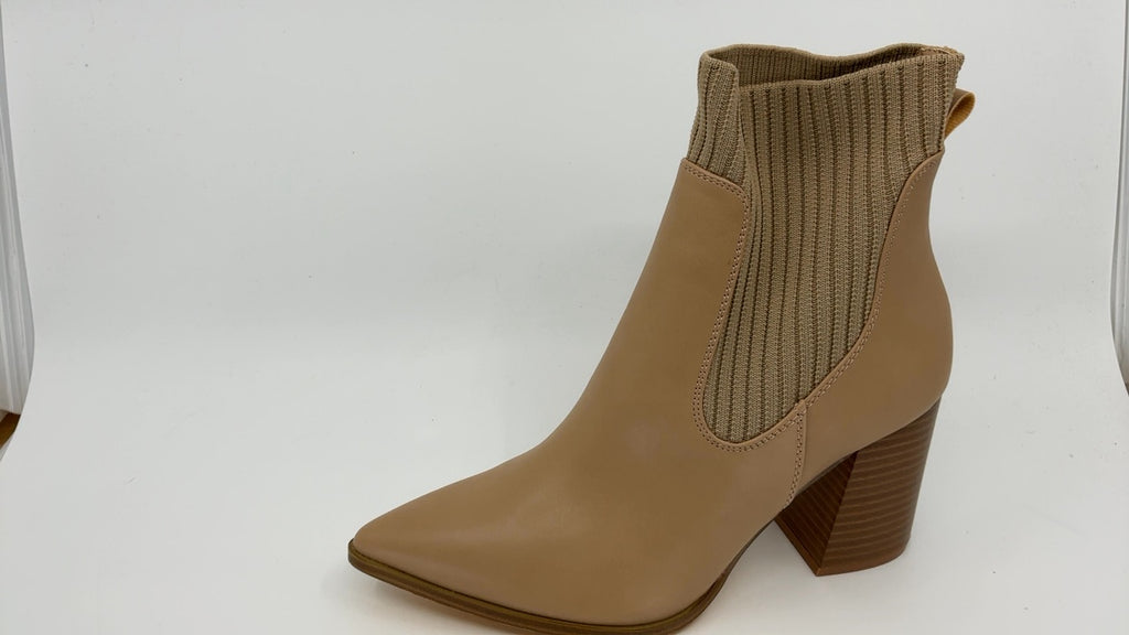 Coutgo Womens Pointed Toe Ankle Boots Elastic Chunky Block Stacked Mid Heel Comfortable Chelsea Booties Shoes - Image 3
