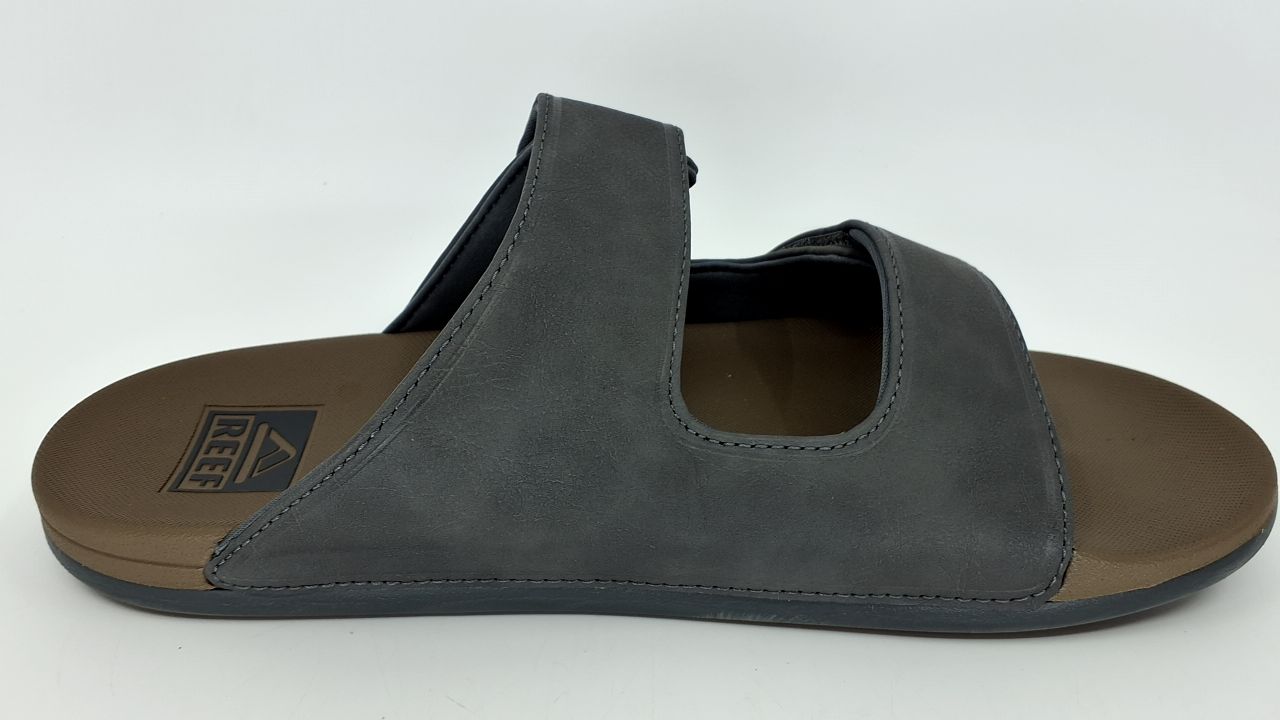 REEF Cushion Tradewind SL Mens Fashion Slides, Adjustable Vegan Leather Straps, Ultra Soft Cushion Footbed, Grey/Tan, 9 - Image 2