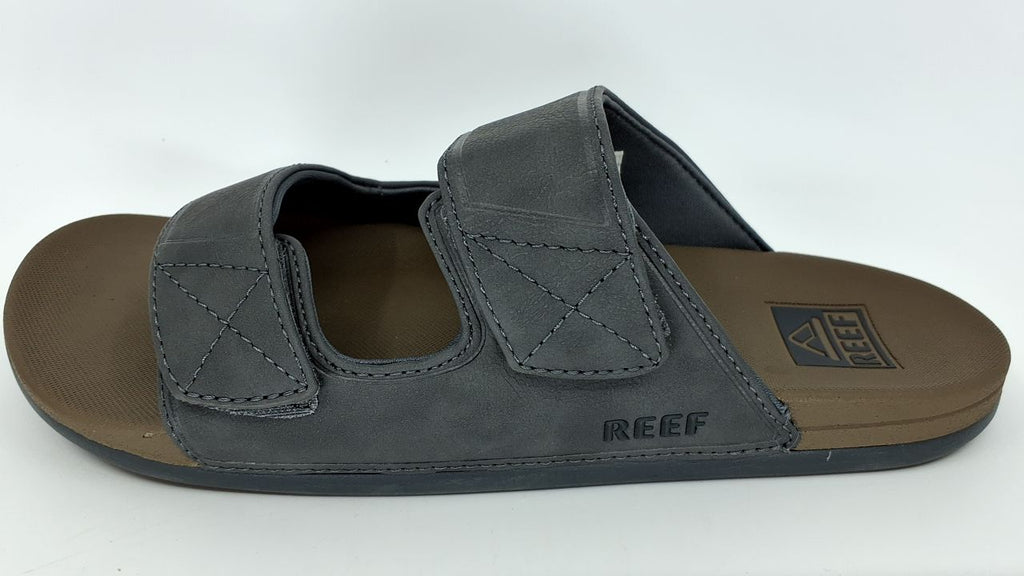 REEF Cushion Tradewind SL Mens Fashion Slides, Adjustable Vegan Leather Straps, Ultra Soft Cushion Footbed, Grey/Tan, 9 - Image 3