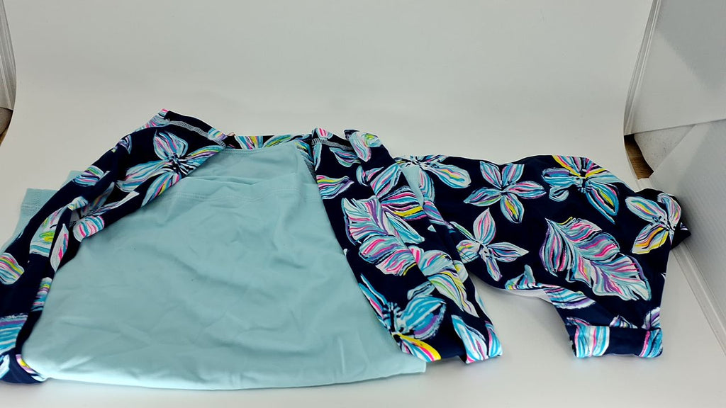 Kanu Surf Girls' Long Sleeve Rashguard UPF 50+ Two Piece Swim Set, Charlotte Navy, 12 - Image 7