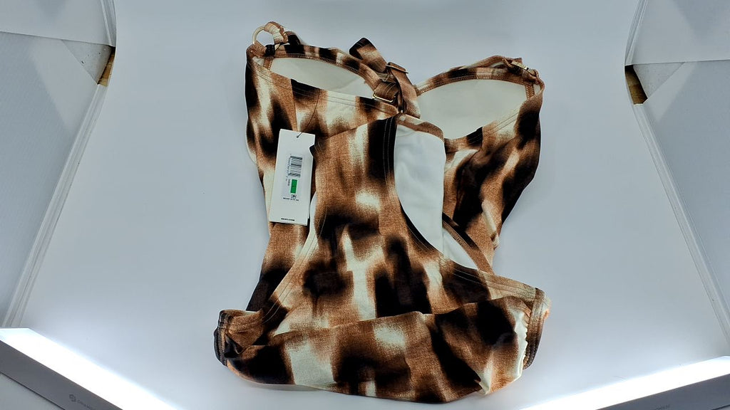 DKNY Women's Sweatheart Neckline One Piece Swimsuit with Tummy Control, Leopard, Large - Image 7