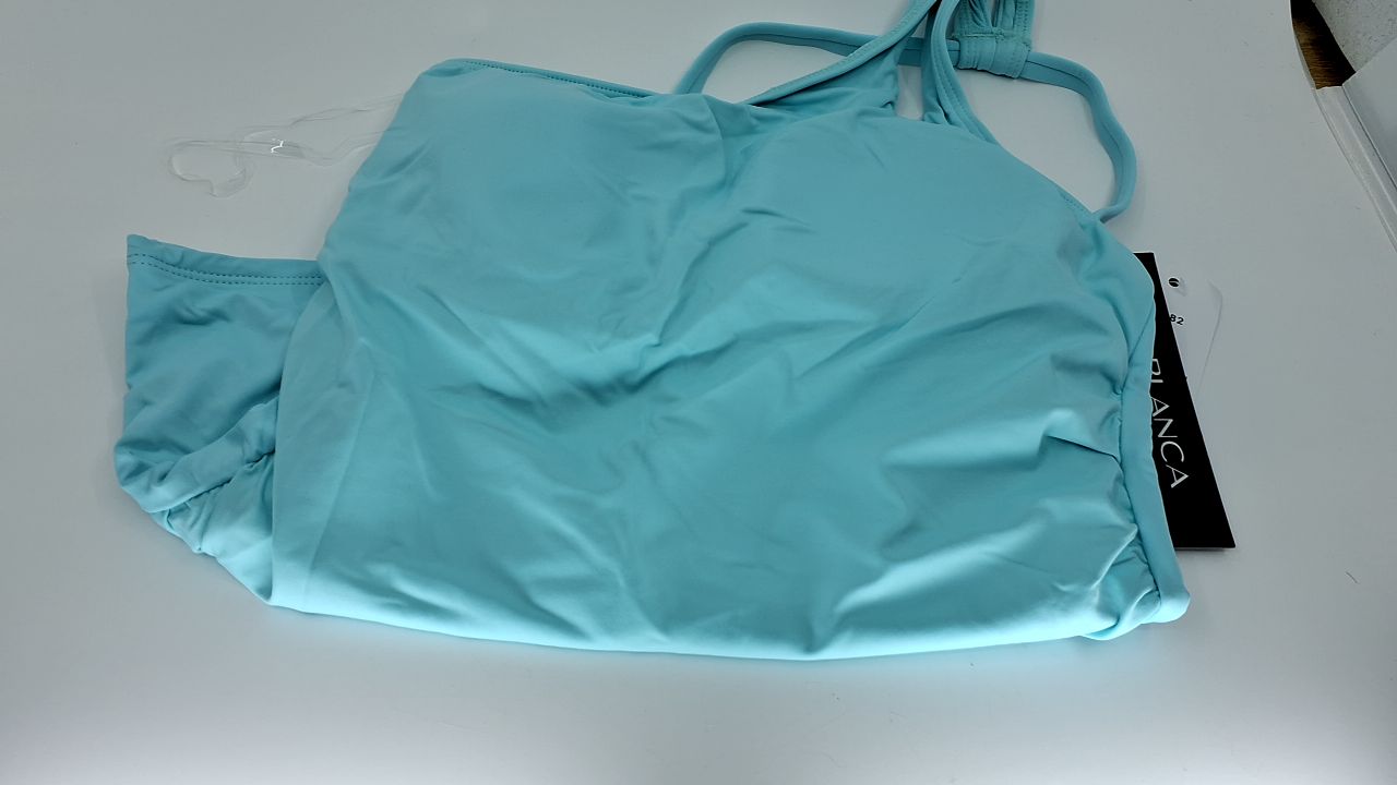 La Blanca Women's Island Goddess One Shoulder Keyhole Tankini Swimsuit Top, Ice Blue, 4 - Image 4