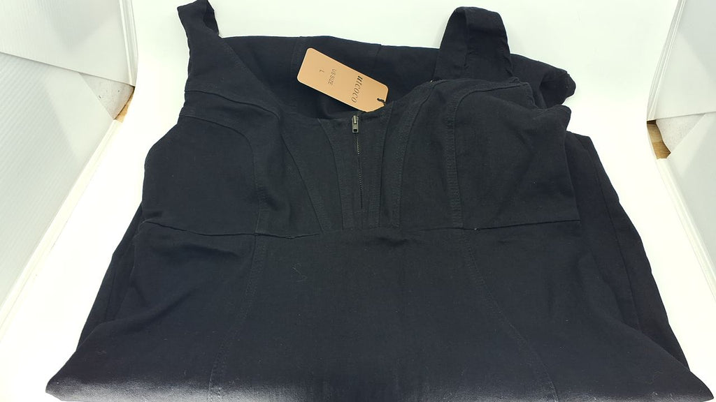utcoco Denim Dress for Women Sleeveless Side Slit Bodycon Midi Jean Dresses for Women 2025 (Large, Black) - Image 3
