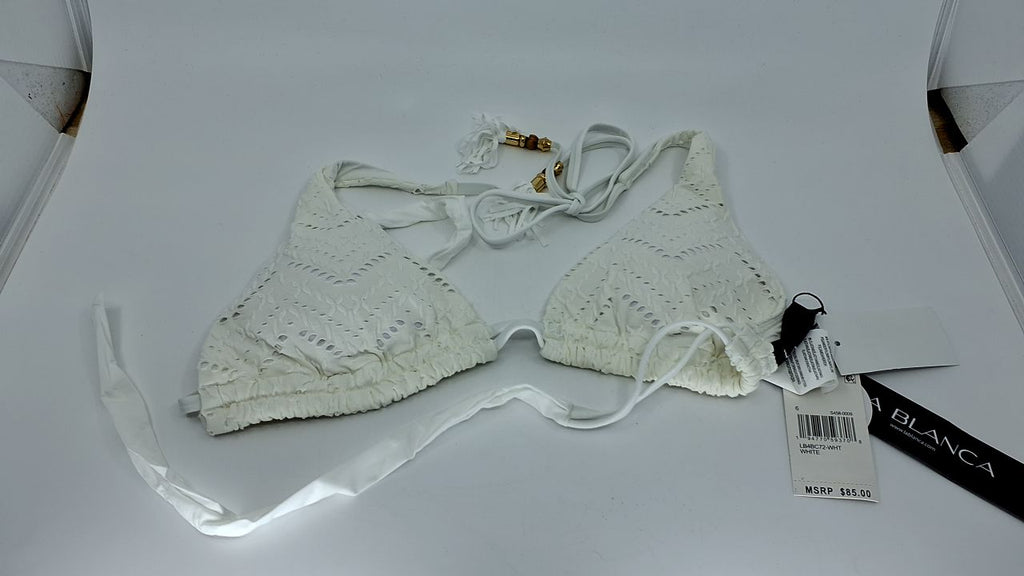 La Blanca Women's Standard Island Goddess Rouched Halter Bikini Swimsuit Top, White, 6 - Image 6