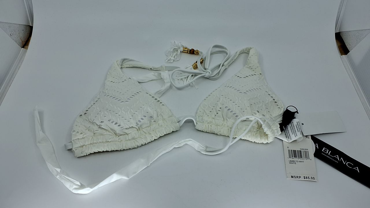 La Blanca Women's Standard Island Goddess Rouched Halter Bikini Swimsuit Top, White, 6 - Image 6