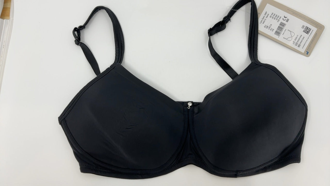 Amoena Women's Lara Satin Pocketed Seamless Wire Free Tshirt Bra, Black, 40AA - Image 4