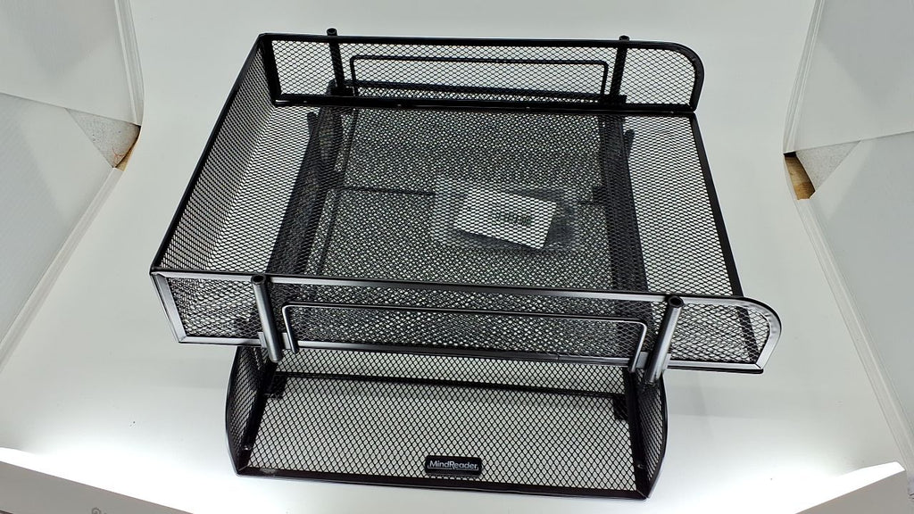 Mind Reader Stackable Paper Tray, Desktop Organizer, File Storage, Office, Metal Mesh, 2 Pcs, Black - Image 7