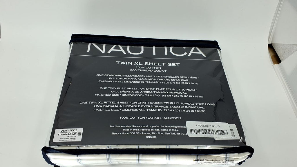 Nautica - Twin XL Sheets, Cotton Percale Preppy Bedding Set, Fully Elasticized, Ideal Dorm Essentials (Skippers Island Light Blue, Twin XL) - Image 7